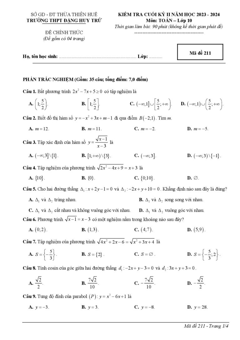 de-kiem-tra-cuoi-hoc-ky-2-mon-toan-10-nam-hoc-2023-2024-truong-thpt-dang-huy-tru - Trang 1