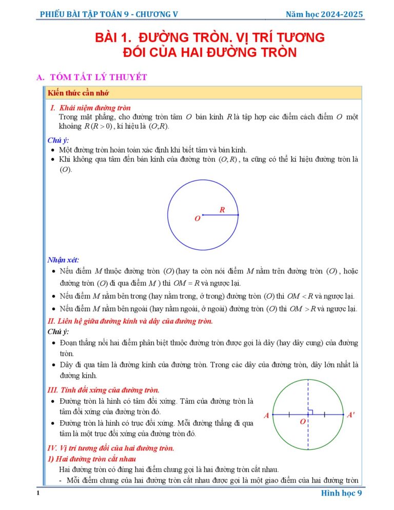 phieu-bai-tap-toan-9-chuong-duong-tron-nam-hoc-2024-2025 - Trang 1