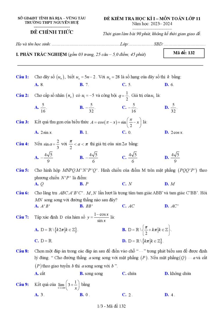 de-kiem-tra-cuoi-hoc-ki-1-mon-toan-lop-11-nam-hoc-2023-2024-truong-thpt-nguyen-hue - Trang 1