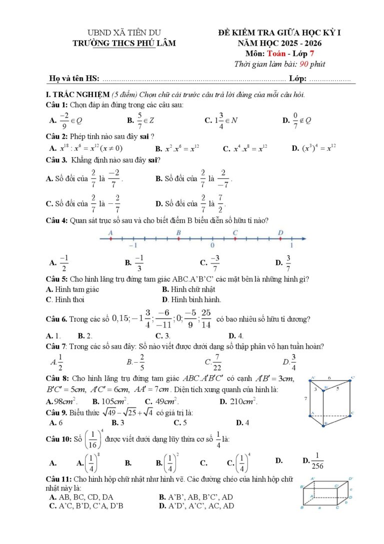 de-kiem-tra-giua-hoc-ky-1-toan-lop-7-nam-2025-2026-truong-thcs-phu-lam - Trang 1