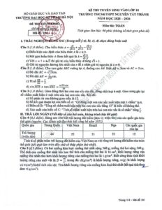 de-thi-tuyen-sinh-vao-lop-10-mon-toan-nam-hoc-2025-2026-truong-nguyen-tat-thanh - Trang 1