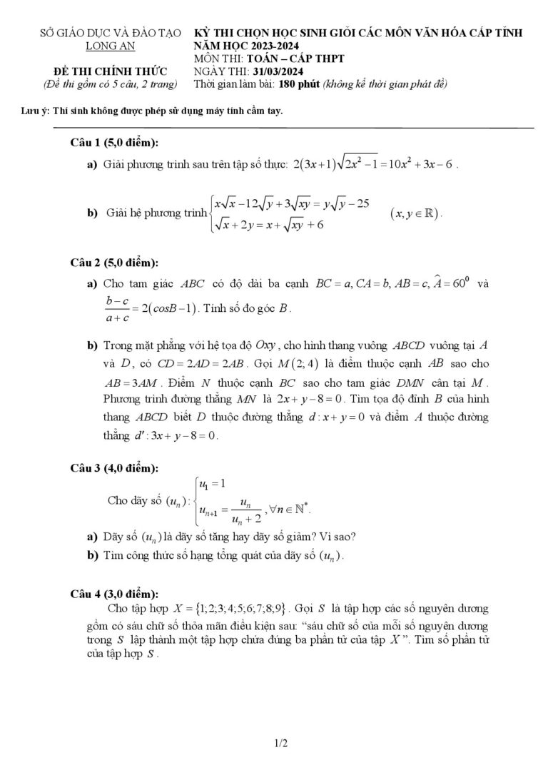 de-thi-chon-hoc-sinh-gioi-toan-thpt-cap-tinh-long-an-nam-hoc-2023-2024 - Trang 1