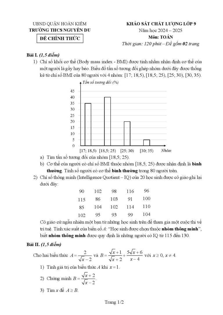 de-khao-sat-chat-luong-mon-toan-lop-9-nam-hoc-2024-2025-truong-thcs-nguyen-du - Trang 1