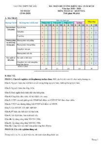 de-cuong-kiem-tra-cuoi-ky-ii-mon-toan-12-truong-thpt-phu-bai-nam-2024-2025 - Trang 1