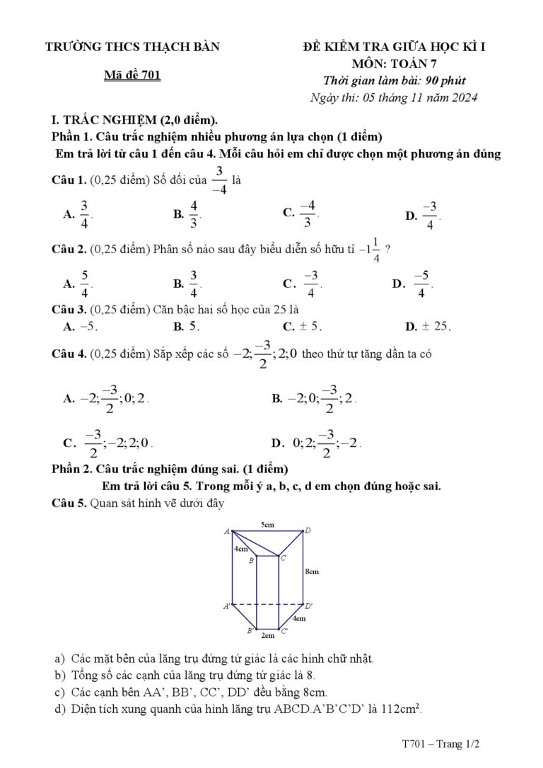 de-kiem-tra-giua-hoc-ky-1-mon-toan-lop-7-truong-thcs-thach-ban - Trang 1