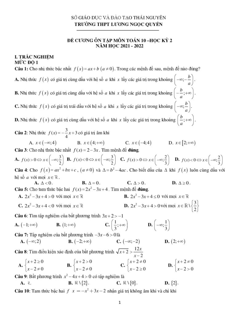 de-cuong-on-tap-toan-10-hoc-ky-2-nam-hoc-2021-2022 - Trang 1