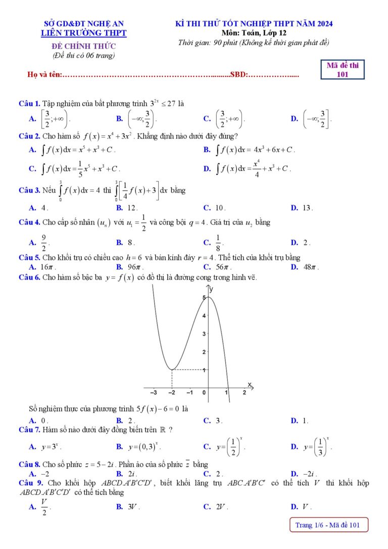 de-thi-thu-tot-nghiep-thpt-2024-mon-toan-lan-2-lien-truong-thpt-nghe-an - Trang 1
