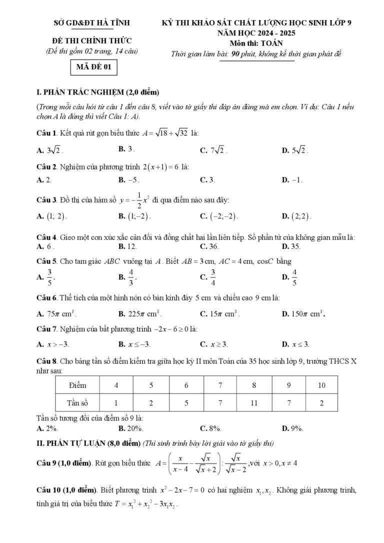 de-thi-khao-sat-chat-luong-hoc-sinh-mon-toan-lop-9-nam-hoc-2024-2025-tinh-ha-tinh - Trang 1