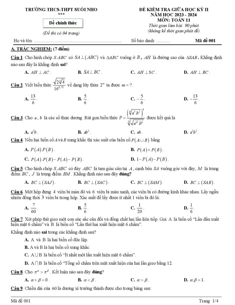 de-kiem-tra-giua-hoc-ky-2-toan-11-nam-hoc-2023-2024-truong-thcs-thpt-suoi-nho - Trang 1