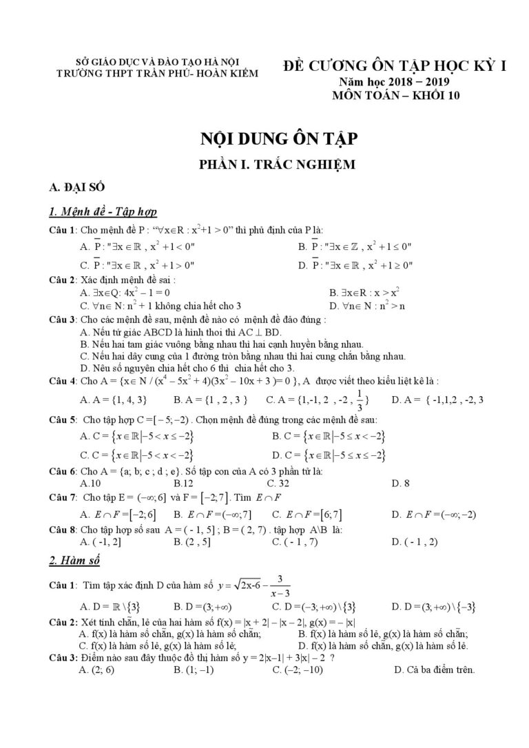 de-cuong-on-tap-hoc-ky-1-mon-toan-10-nam-hoc-2018-2019-truong-thpt-tran-phu-ha-noi - Trang 1