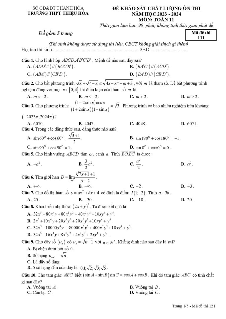 de-khao-sat-chat-luong-toan-11-nam-hoc-2023-2024-truong-thpt-thieu-hoa - Trang 1