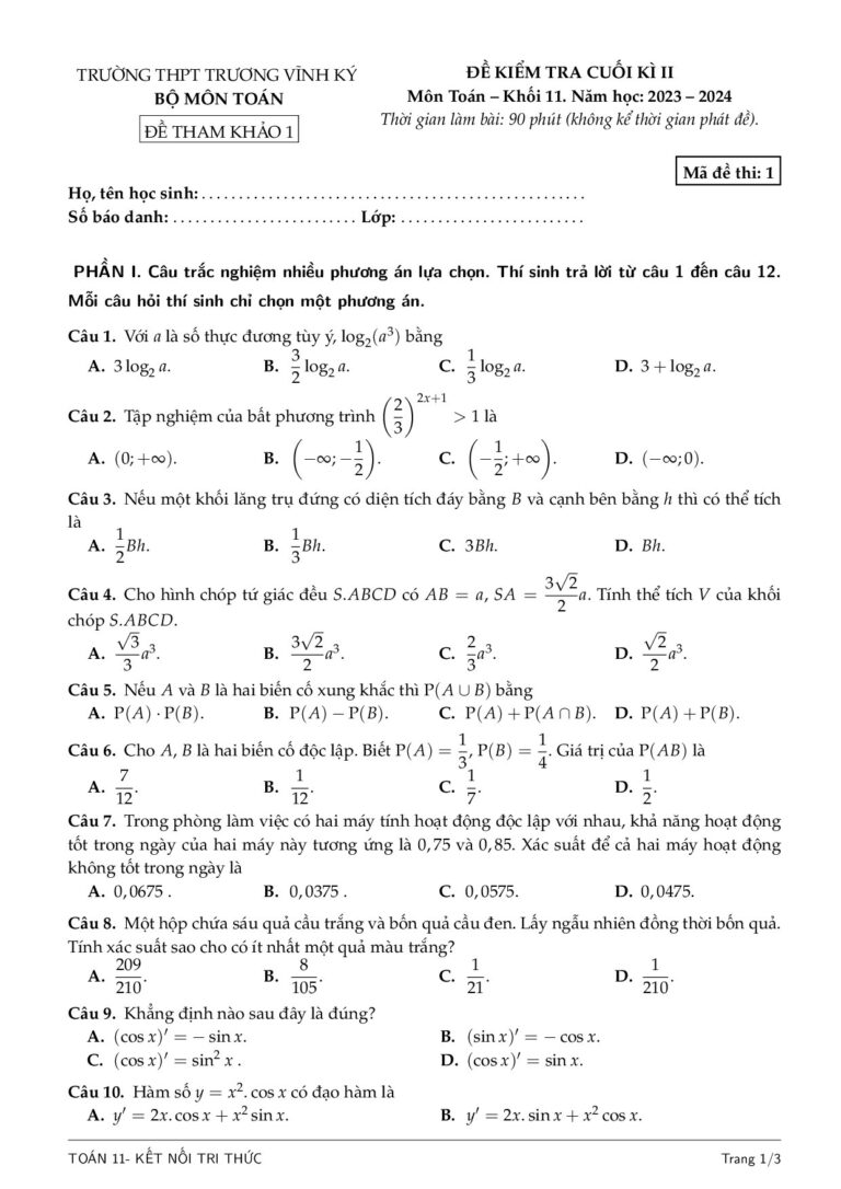 de-kiem-tra-cuoi-ky-ii-mon-toan-lop-11-nam-hoc-2023-2024-truong-thpt-truong-vinh-ky - Trang 1