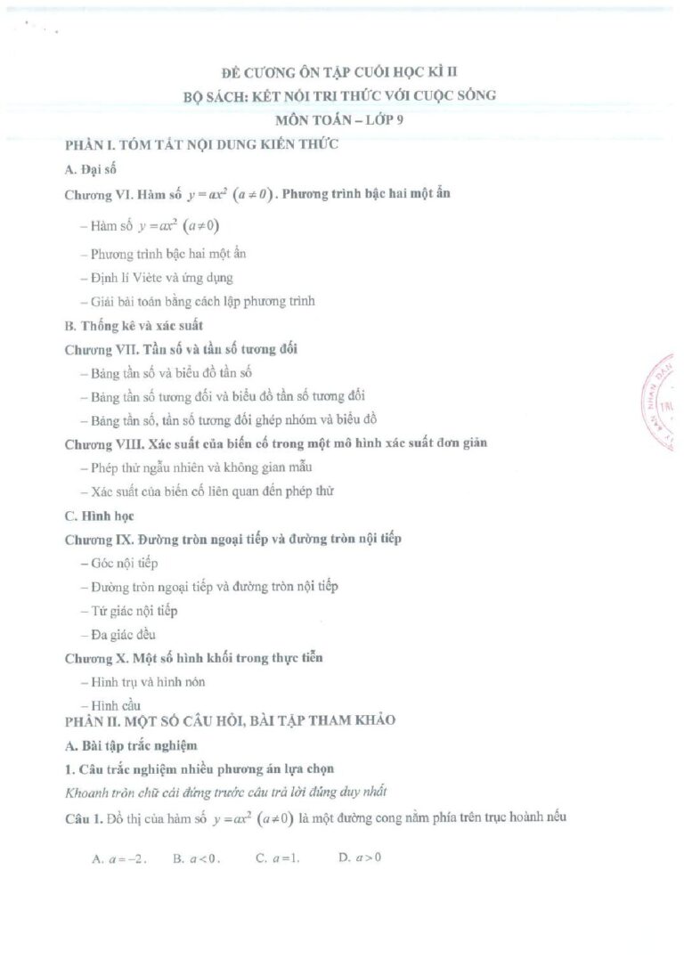 de-cuong-on-tap-cuoi-hoc-ky-2-mon-toan-lop-9-nam-2024-2025 - Trang 1