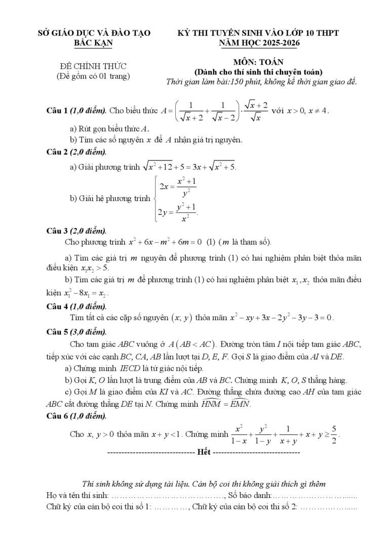 de-thi-tuyen-sinh-vao-lop-10-chuyen-toan-nam-hoc-2025-2026-tinh-bac-kan - Trang 1