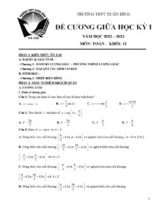 de-cuong-on-tap-giua-hoc-ky-1-mon-toan-lop-11-nam-hoc-2022-2023-truong-thpt-xuan-dinh - Trang 1