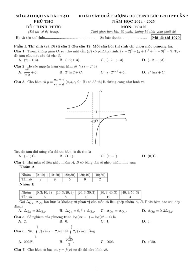 de-thi-khao-sat-chat-luong-hoc-sinh-lop-12-mon-toan-nam-hoc-2024-2025-tinh-phu-tho - Trang 1