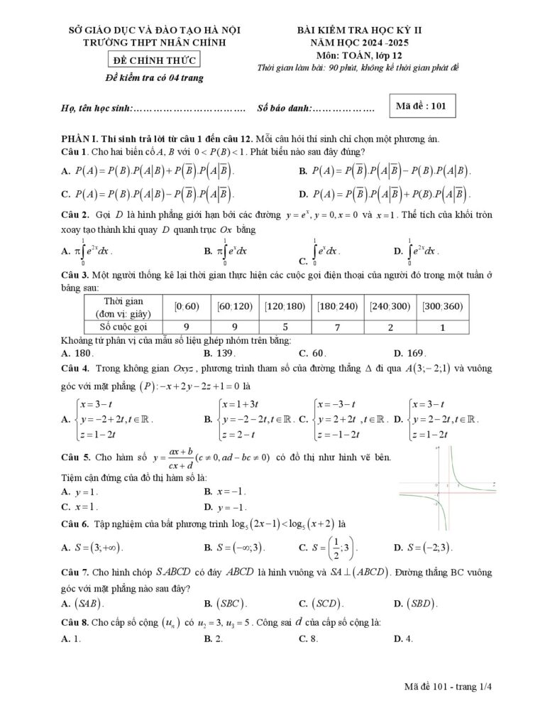 de-kiem-tra-hoc-ky-ii-mon-toan-lop-12-nam-2024-2025-truong-thpt-nhan-chinh - Trang 1
