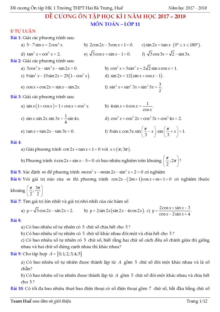 de-cuong-on-tap-hoc-ky-1-toan-11-nam-hoc-2017-2018-truong-thpt-hai-ba-trung-hue - Trang 1
