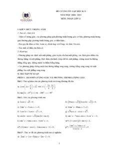 de-cuong-on-tap-hoc-ky-1-mon-toan-lop-11-nam-hoc-2020-2021-truong-thpt-vinschool-ha-noi - Trang 1