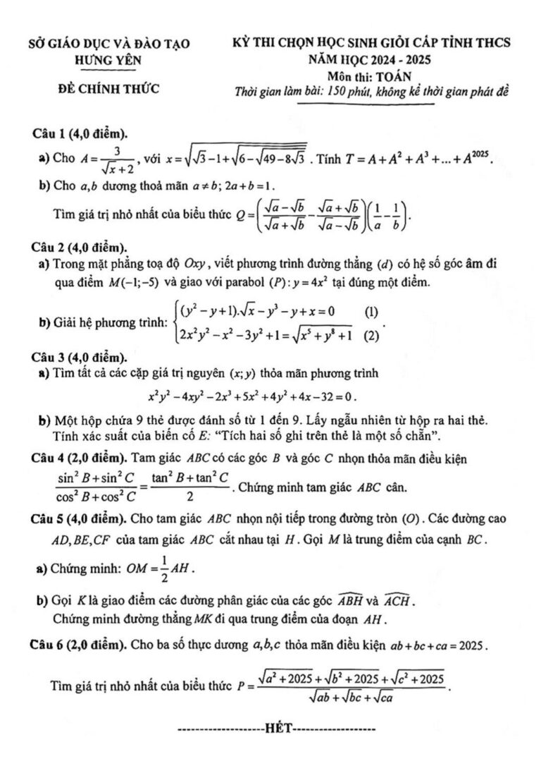de-thi-hoc-sinh-gioi-toan-lop-9-cap-tinh-nam-hoc-2024-2025-tinh-hung-yen - Trang 1