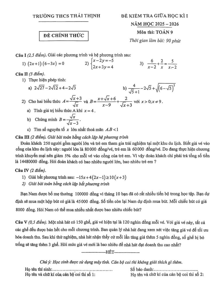 de-kiem-tra-giua-hoc-ky-1-toan-lop-9-nam-hoc-2025-2026-truong-thcs-thai-thinh - Trang 1