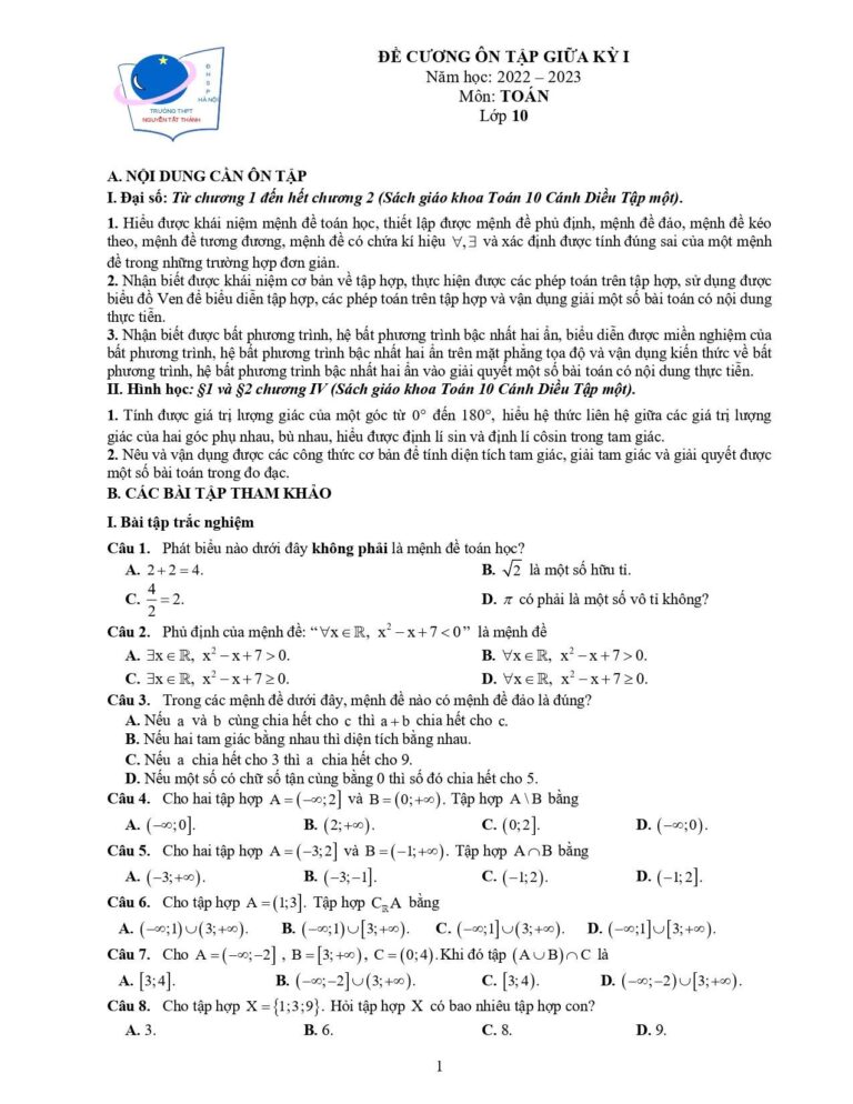 de-cuong-on-tap-giua-hoc-ky-1-toan-lop-10-nam-hoc-2022-2023 - Trang 1