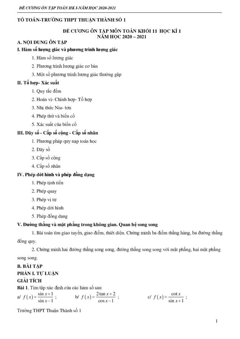 de-cuong-on-tap-hoc-ky-1-toan-11-nam-2020-2021-truong-thpt-thuan-thanh-so-1-bac-ninh - Trang 1
