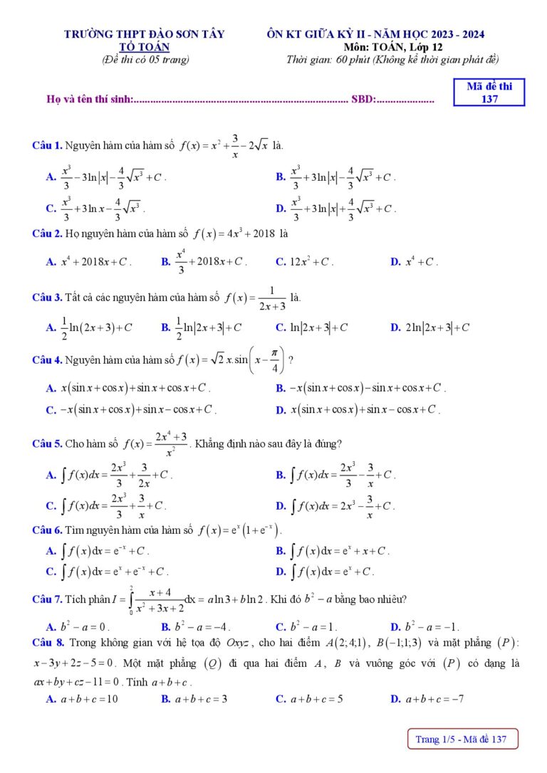 de-on-thi-giua-hoc-ky-2-mon-toan-12-nam-hoc-2023-2024-truong-thpt-dao-son-tay - Trang 1
