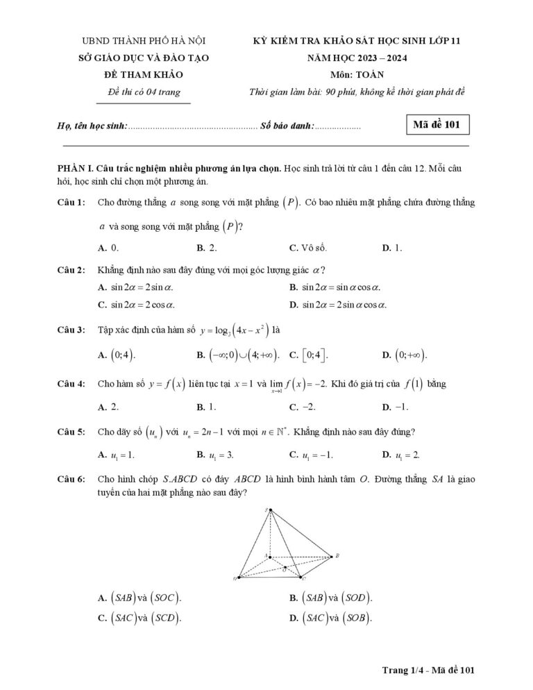 de-kiem-tra-khao-sat-toan-lop-11-nam-hoc-2023-2024-so-giao-duc-va-dao-tao-thanh-pho-ha-noi-ma-de-121 - Trang 1