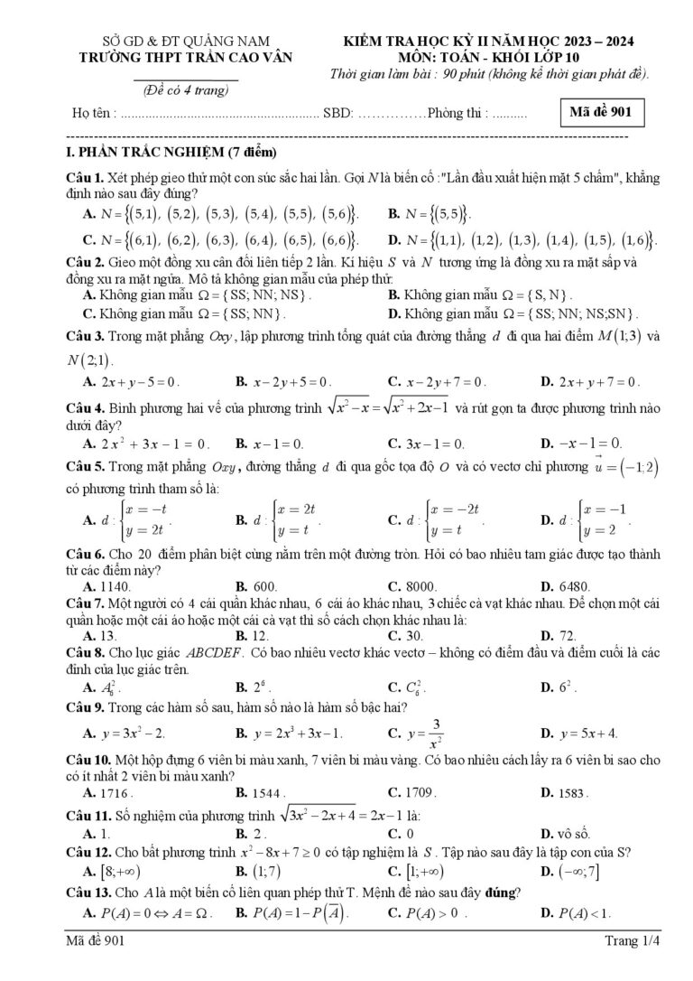 de-kiem-tra-hoc-ky-2-toan-lop-10-truong-thpt-tran-cao-van-nam-2023-2024 - Trang 1