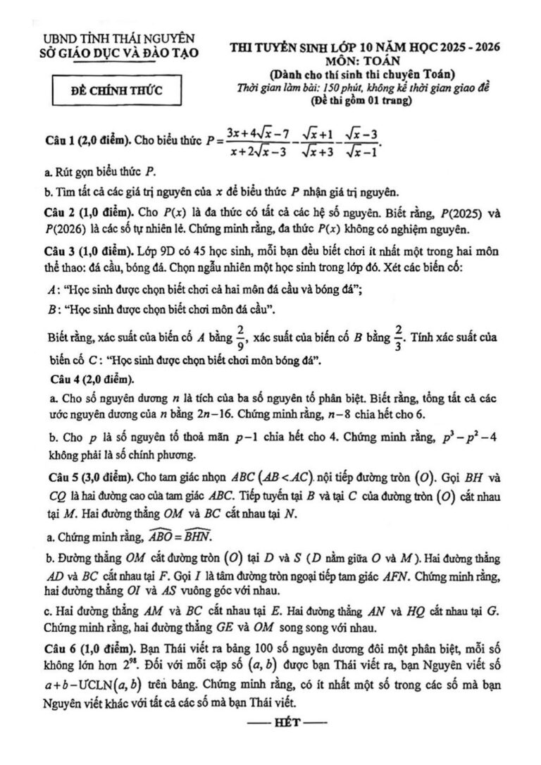 de-thi-va-huong-dan-giai-toan-lop-10-chuyen-thai-nguyen-nam-hoc-2025-2026 - Trang 1