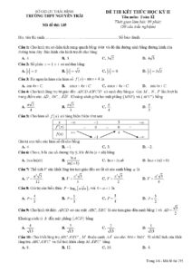 de-thi-hoc-ky-2-toan-lop-12-nam-2023-2024-truong-thpt-nguyen-trai-tinh-thai-binh - Trang 1