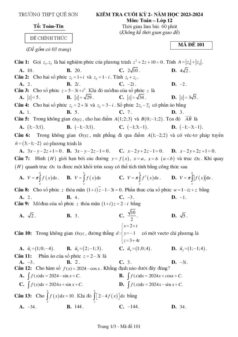 de-kiem-tra-cuoi-hoc-ky-2-toan-lop-12-nam-hoc-2023-2024-truong-thpt-que-son - Trang 1