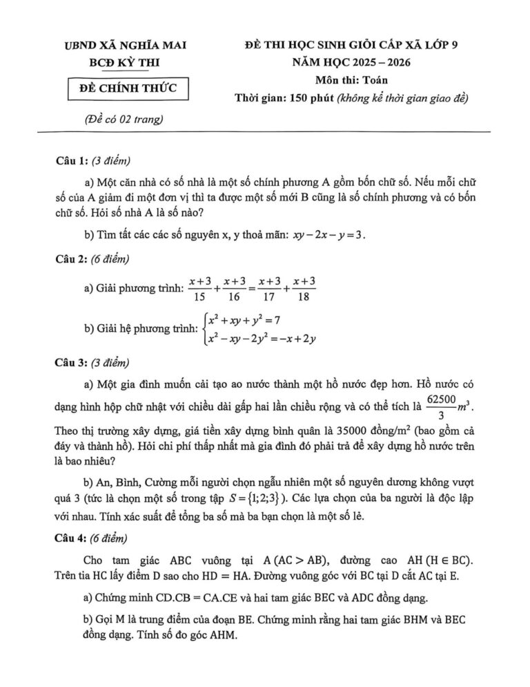 de-thi-hoc-sinh-gioi-toan-lop-9-cap-xa-nam-hoc-2025-2026 - Trang 1