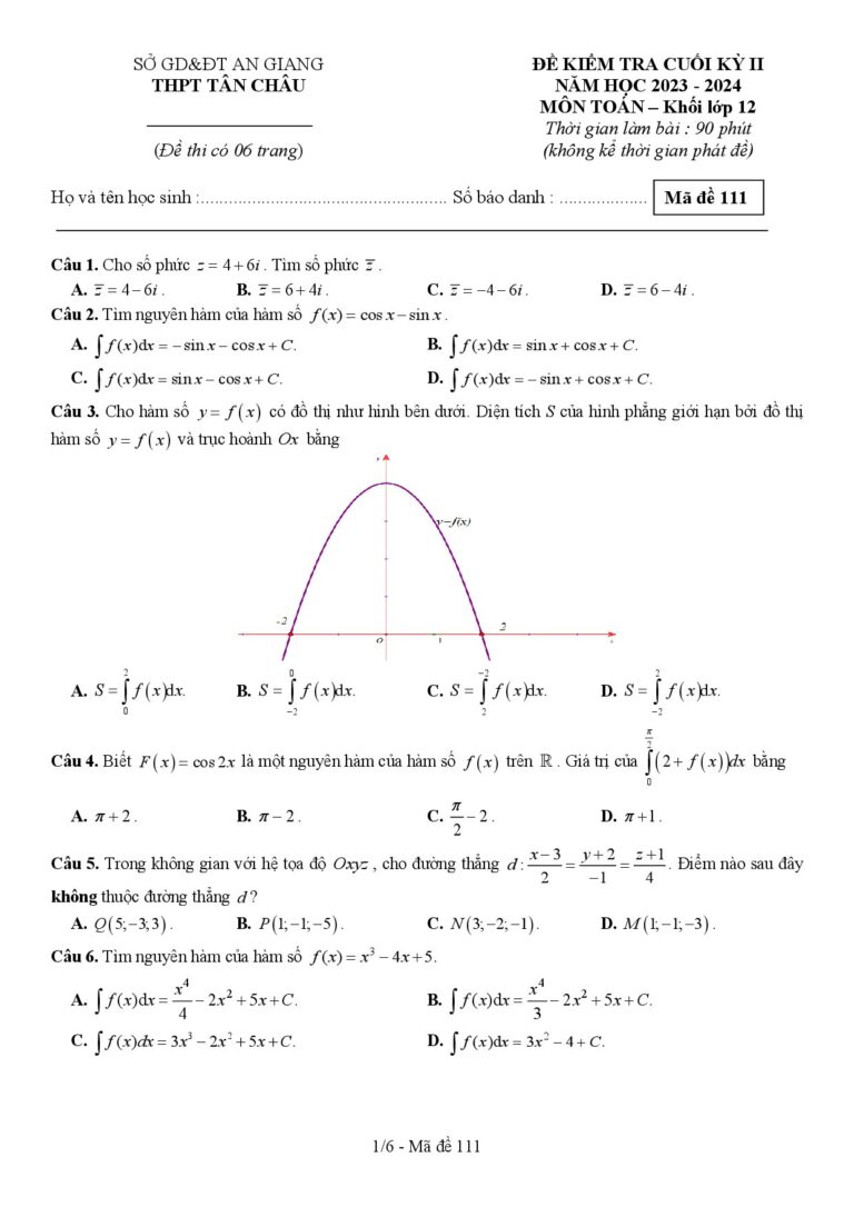 de-kiem-tra-cuoi-hoc-ky-2-mon-toan-12-nam-hoc-2023-2024-truong-thpt-tan-chau - Trang 1