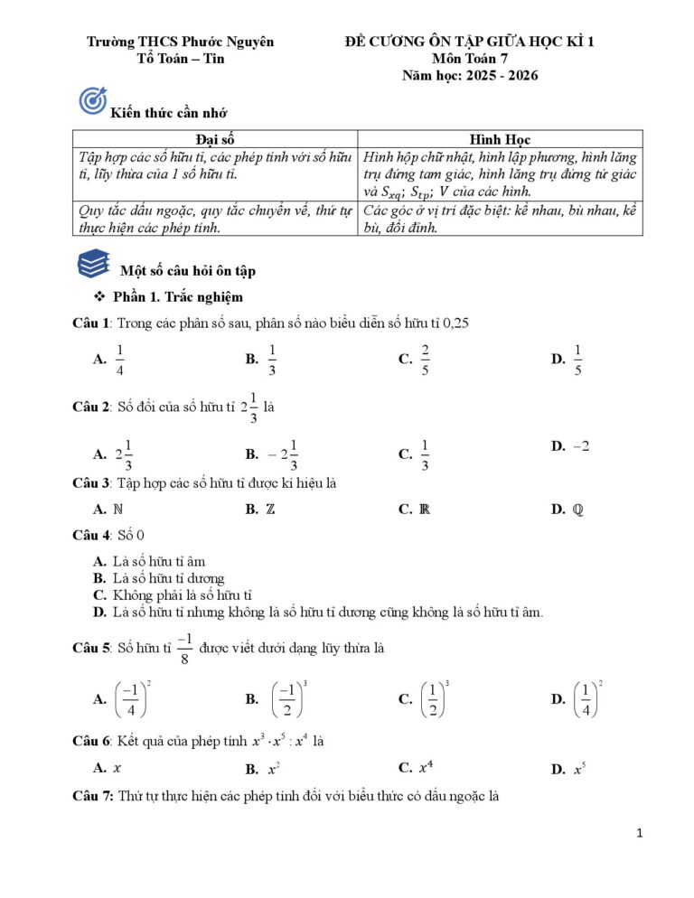 de-cuong-on-tap-giua-hoc-ky-1-mon-toan-lop-7-nam-hoc-2025-2026-truong-thcs-phuoc-nguyen - Trang 1