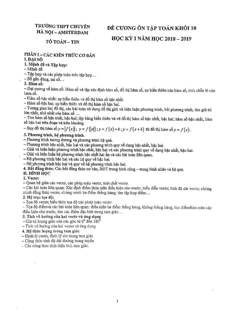 de-cuong-on-tap-toan-10-hoc-ky-1-truong-thpt-chuyen-ha-noi-amsterdam - Trang 1