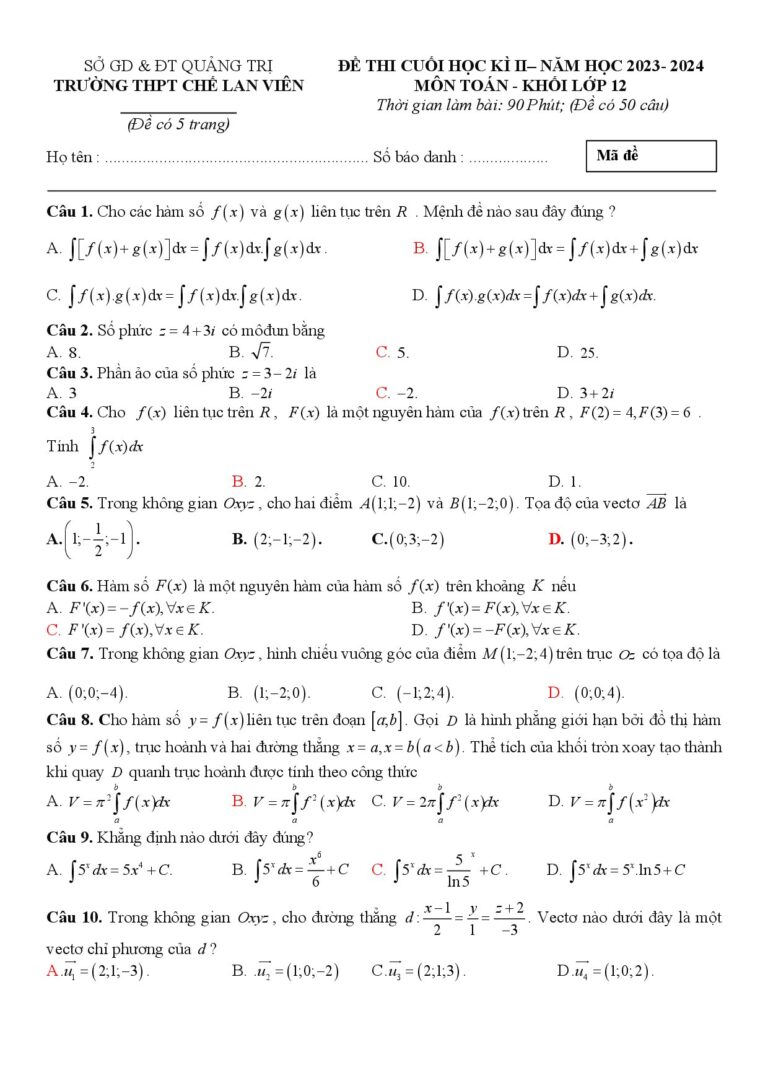 de-thi-cuoi-hoc-ky-2-mon-toan-lop-12-nam-hoc-2023-2024-truong-thpt-che-lan-vien - Trang 1