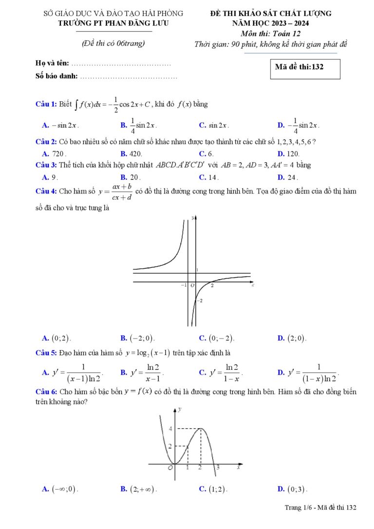 de-thi-khao-sat-chat-luong-toan-lop-12-nam-hoc-2023-2024-truong-phan-dang-luu-hai-phong - Trang 1