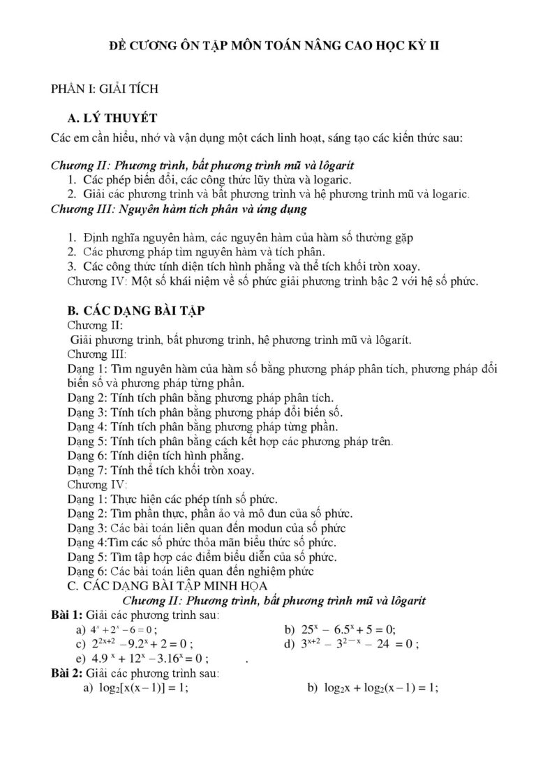 de-cuong-on-tap-mon-toan-nang-cao-hoc-ky-ii-lop-12-truong-nguyen-hue-quang-nam - Trang 1