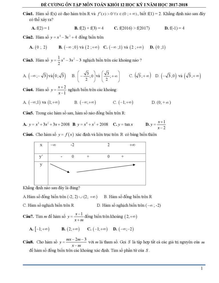 de-cuong-on-tap-toan-12-hoc-ky-1-nam-hoc-2017-2018-truong-thpt-da-phuc-ha-noi - Trang 1