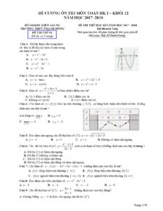 de-cuong-on-thi-hoc-ky-1-mon-toan-lop-12-nam-hoc-2017-2018-truong-thpt-thanh-dong - Trang 1