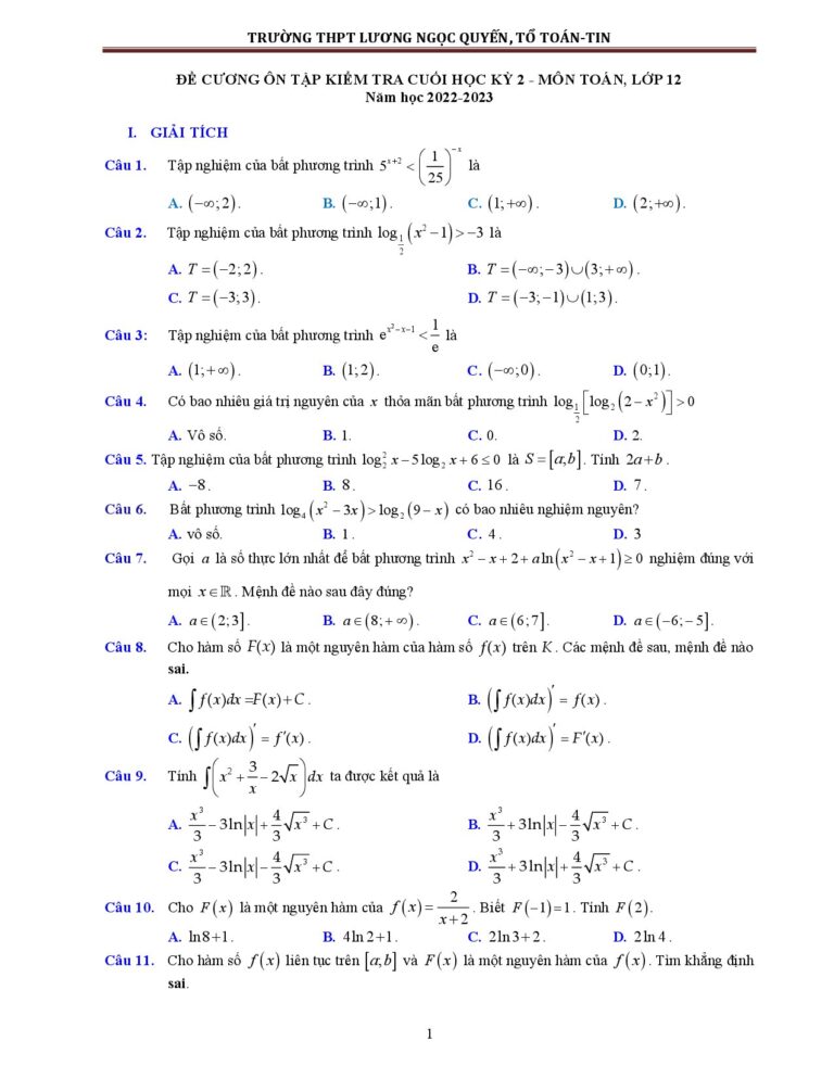 de-cuong-on-tap-kiem-tra-cuoi-hoc-ky-2-mon-toan-lop-12-nam-hoc-2022-2023-truong-thpt-luong-ngoc-quyen - Trang 1