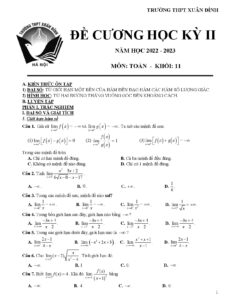 de-cuong-on-tap-kiem-tra-cuoi-hoc-ky-2-mon-toan-11-nam-2022-2023-truong-thpt-xuan-dinh - Trang 1