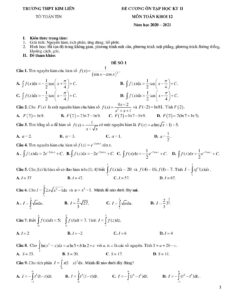 de-cuong-on-tap-hoc-ky-2-mon-toan-lop-12-truong-thpt-kim-lien-nam-hoc-2020-2021 - Trang 1