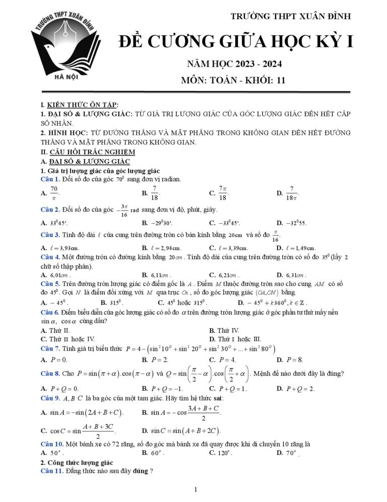 de-cuong-on-tap-kiem-tra-giua-hoc-ky-1-mon-toan-lop-11-nam-hoc-2023-2024 - Trang 1