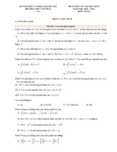 de-cuong-on-tap-hoc-ky-2-mon-toan-lop-12-truong-thpt-yen-hoa-nam-hoc-2020-2021 - Trang 1