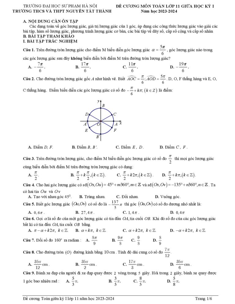 de-cuong-on-tap-toan-11-giua-hoc-ky-1-nam-hoc-2023-2024-truong-thcs-va-thpt-nguyen-tat-thanh - Trang 1