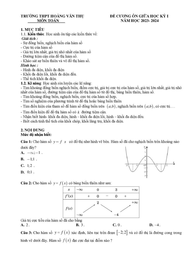 de-cuong-on-tap-kiem-tra-giua-hoc-ky-1-mon-toan-12-nam-hoc-2023-2024-truong-thpt-hoang-van-thu - Trang 1