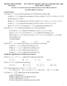 de-cuong-on-tap-giua-hoc-ky-1-toan-lop-12-nam-hoc-2019-2020-truong-thpt-yen-hoa - Trang 1